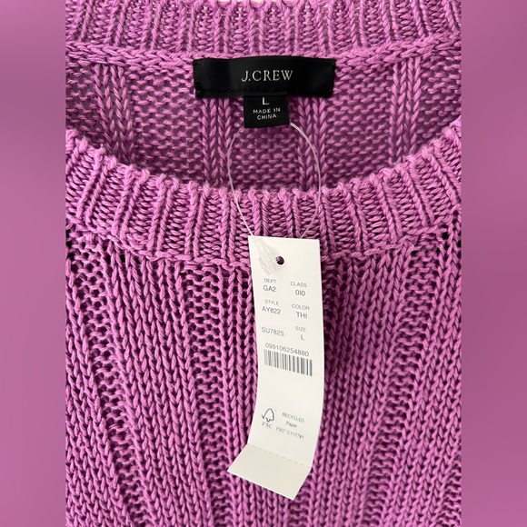 NWT: JCrew Linen Short Sleeve Sweater - Purple, Size Large - Picture 3 of 3